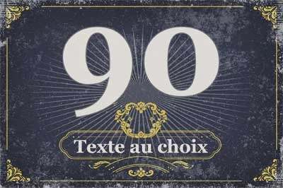 Plaque numéro de maison vintage bleu nuit à cadre doré et ornements, chiffre blanc cassé