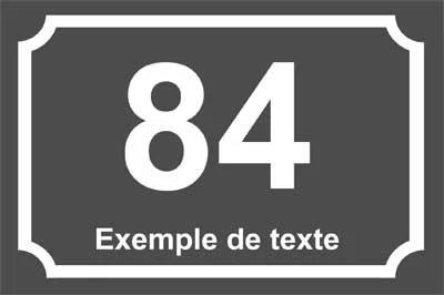 Plaque numéro de maison façon plaque de rue, fond anthracite et filet blanc