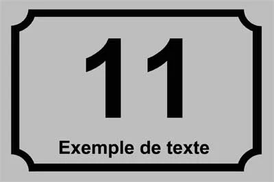 Plaque numéro de maison façon plaque de rue, fond gris perle et filet noir