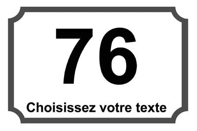 Plaque numéro de maison façon plaque de rue, fond blanc et filet anthracite