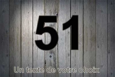 Plaque numéro de maison effet bois gris bleuté sombre, chiffre noir