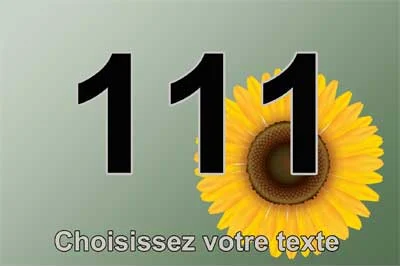 Plaque numéro de maison au tournesol, chiffre noir