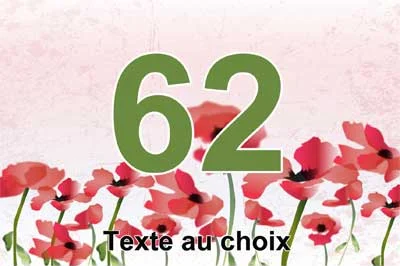 Plaque numéro de maison au champ de coquelicots, chiffre vert olive
