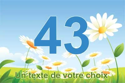 Plaque numéro de maison aux marguerites sur ciel bleu, chiffre bleu