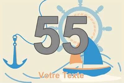 Plaque numéro de maison marine à l'ancre, la barre et le voilier, chiffre gris