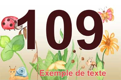 Plaque numéro de maison aquarelle avec coccinelle, escargot et papillons, chiffre bordeaux