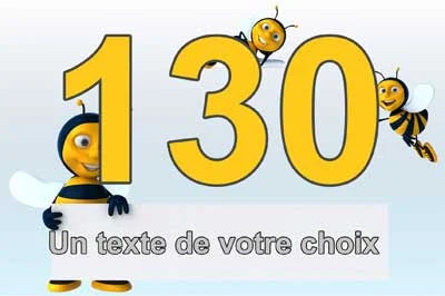 Plaque numéro de maison aux abeilles dessinées sur fond blanc, chiffre jaune