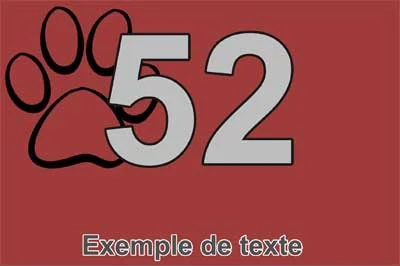 Plaque numéro de maison à la grande empreinte de patte sur fond rouge brique, chiffre gris clair