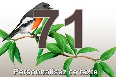 Plaque numéro de maison à l'oiseau sur une branche, chiffre gris