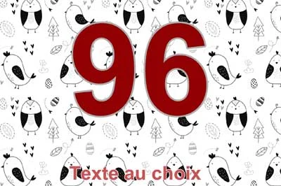 Plaque numéro de maison au motif répété de petits oiseaux noir et blanc, chiffre rouge