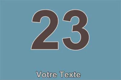 Plaque numéro de maison contemporaine, fond bleu ciel grisé et chiffre brun