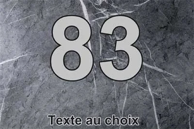 Plaque numéro de maison effet marbre gris veiné, chiffre gris clair