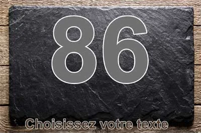 Plaque numéro de maison effet ardoise noire, chiffre gris