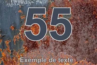 Plaque numéro de maison effet tôle peinte et rouillée, chiffre gris bleuté