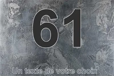 Plaque numéro de maison effet béton brut, chiffre blanc