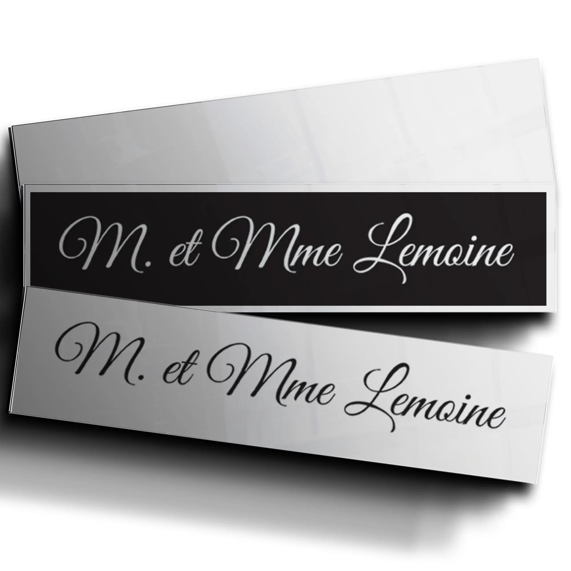 Plaque boîte aux lettres miroir argent, style Nature et style Pochoir