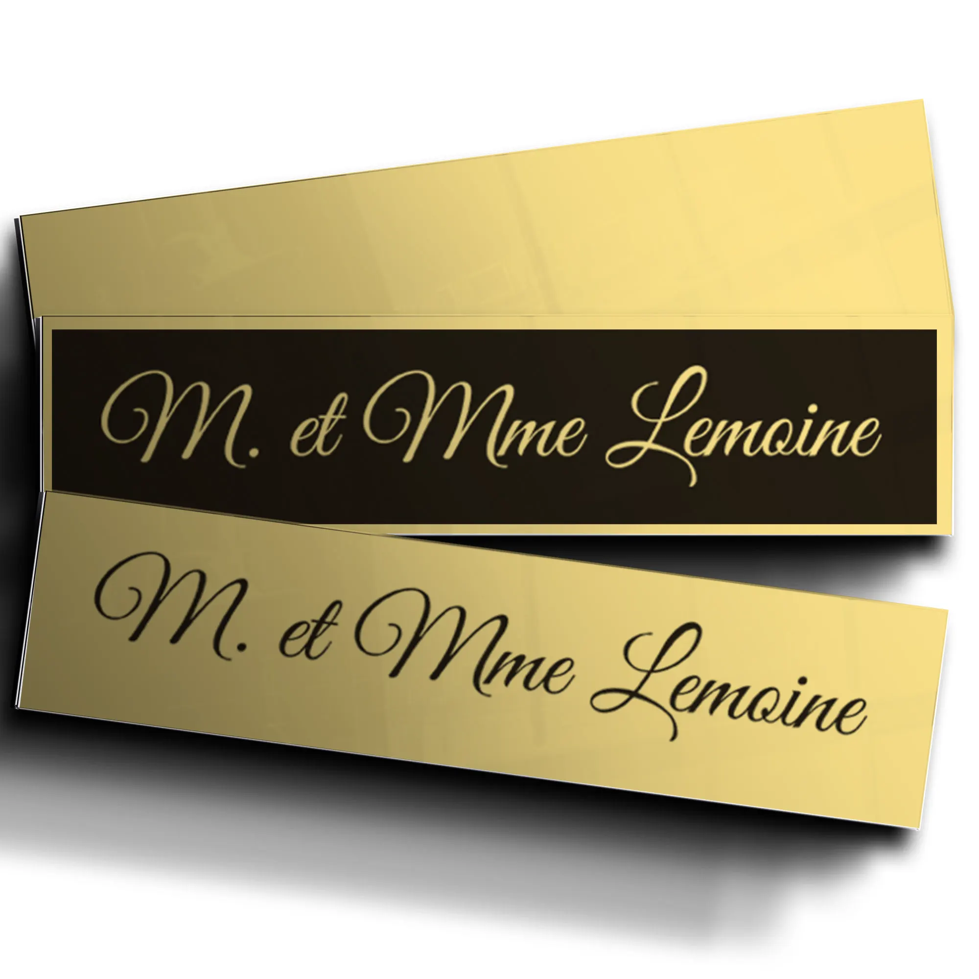 Plaque boîte aux lettres miroir or, style Nature et style Pochoir